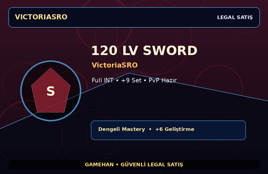 VictoriaSRO Sword | +9 Set | 120 Level | 500M Gold Kapasiteli