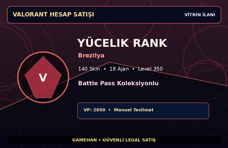 Brezilya Yücelik Hesap | Level 350 | Battle Pass Koleksiyonlu | 18 Ajan