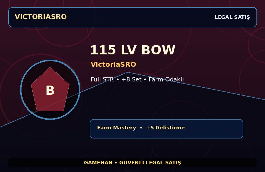 VictoriaSRO 115 Lv Bow | Full STR | +5 Set | 100M Gold Kapasiteli
