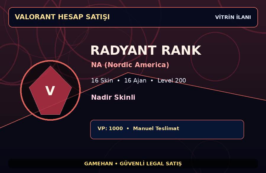 NA (Nordic America) Radyant Hesap | Level 200 | Nadir Skinli | 16 Ajan
