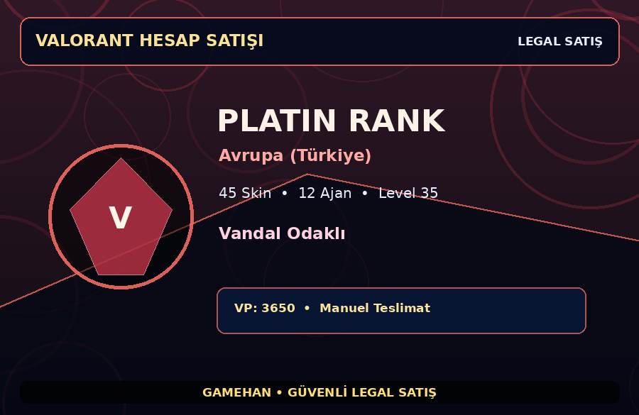45 Skinli Platin Valorant Hesabı | Avrupa (Türkiye) | 12 Ajan
