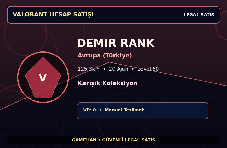 Demir Valorant Hesabı | 125 Skin | Avrupa (Türkiye) | 20 Ajan