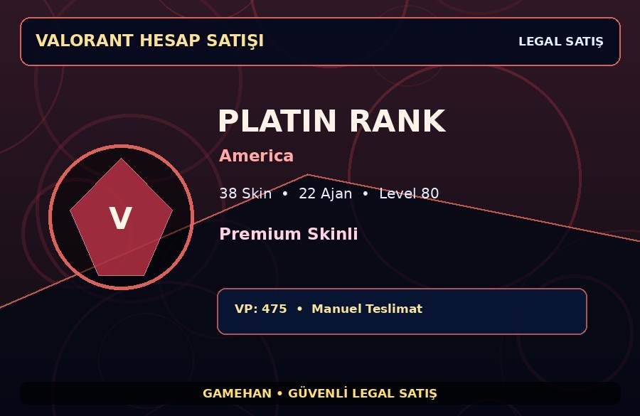 America Platin Hesap | Level 80 | Premium Skinli | 22 Ajan
