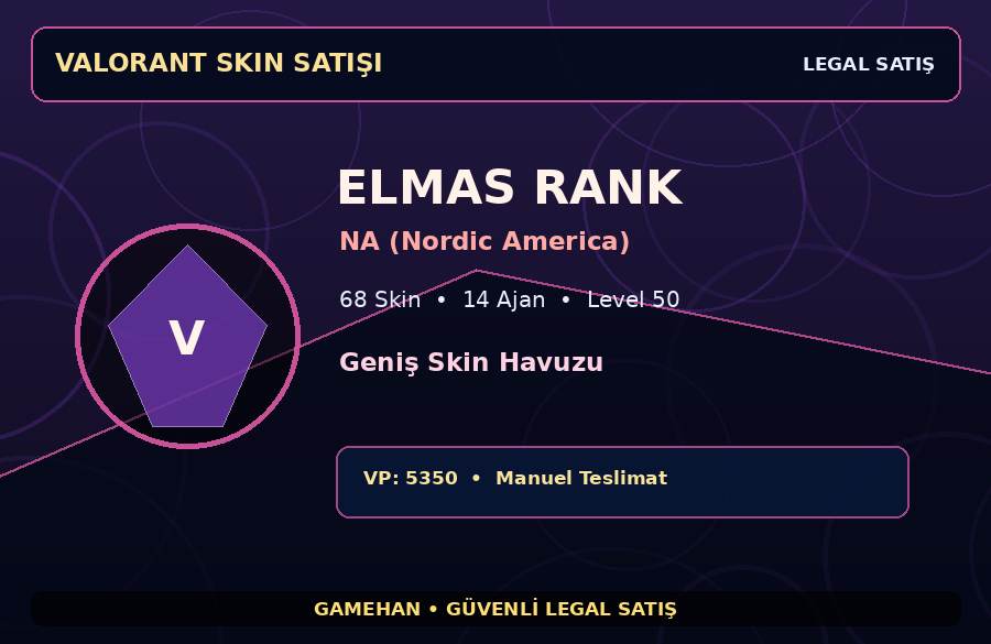 68 Skinli Valorant Hesabı | Elmas | NA (Nordic America) | 14 Ajan