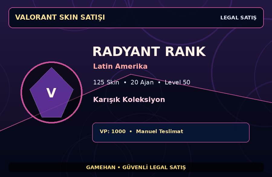 125 Skinli Valorant Hesabı | Radyant | Latin Amerika | 20 Ajan