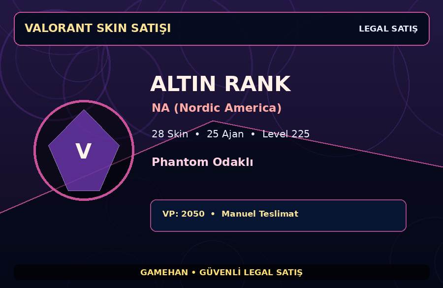 Valorant Skin Hesabı | Phantom Odaklı | NA (Nordic America) | 25 Ajan