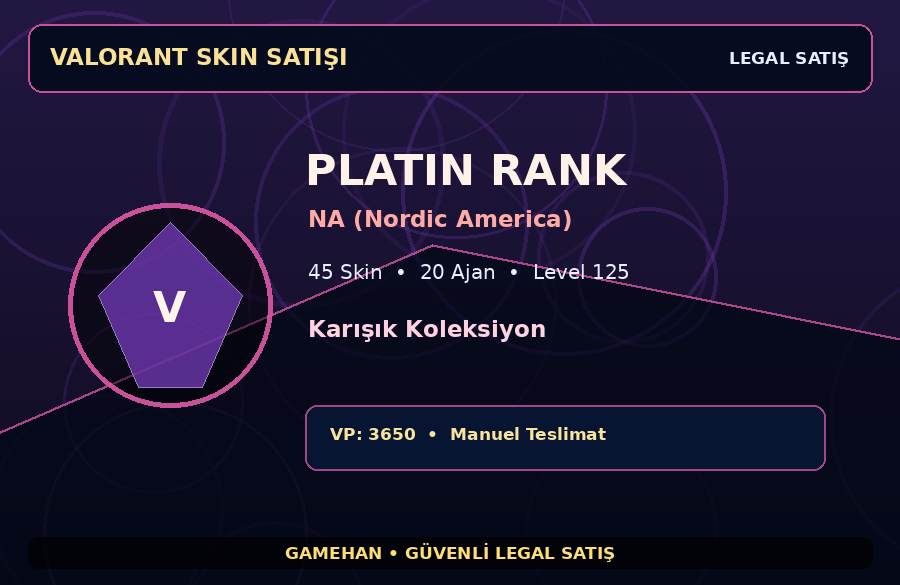 NA (Nordic America) Skinli Valorant Hesabı | 45 Skin | Level 125 | 20 Ajan