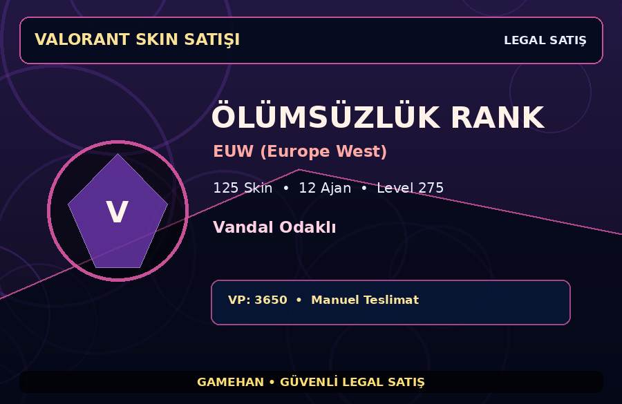 125 Skinli Valorant Hesabı | Ölümsüzlük | EUW (Europe West) | 12 Ajan