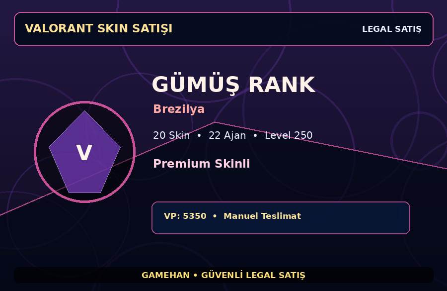 Brezilya Skinli Valorant Hesabı | 20 Skin | Level 250 | 22 Ajan