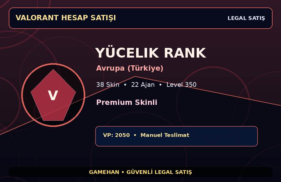 Avrupa (Türkiye) Yücelik Hesap | Level 350 | Premium Skinli | 22 Ajan