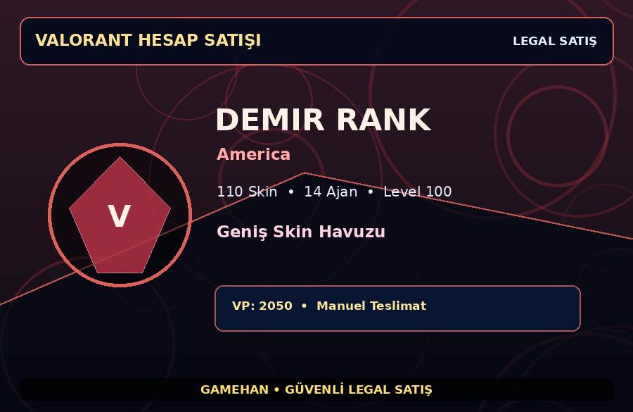 Demir Rank Valorant Hesabı | Geniş Skin Havuzu | America | 14 Ajan