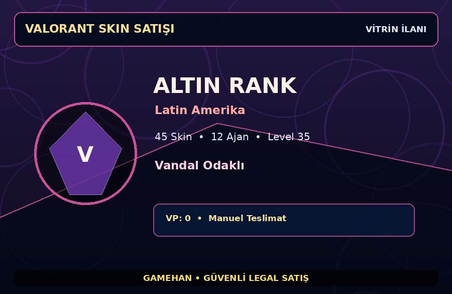 Latin Amerika Skinli Valorant Hesabı | 45 Skin | Level 35 | 12 Ajan