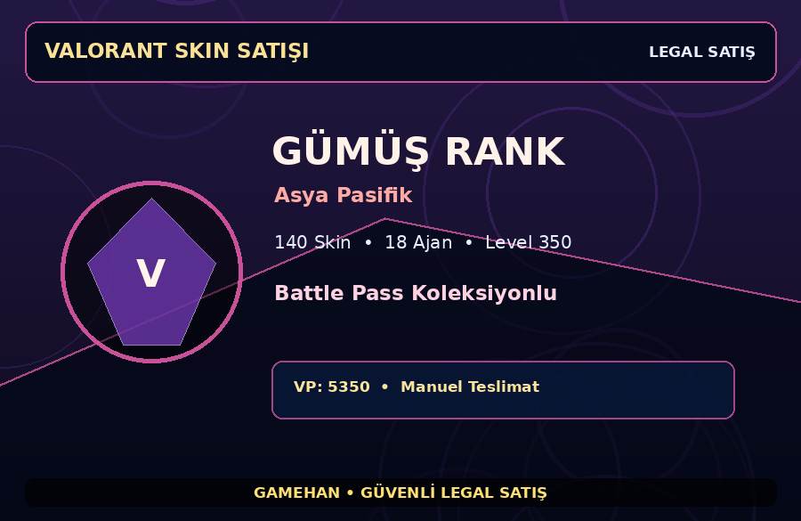 Battle Pass Koleksiyonlu Valorant Hesabı | 140 Skin | Gümüş | 18 Ajan