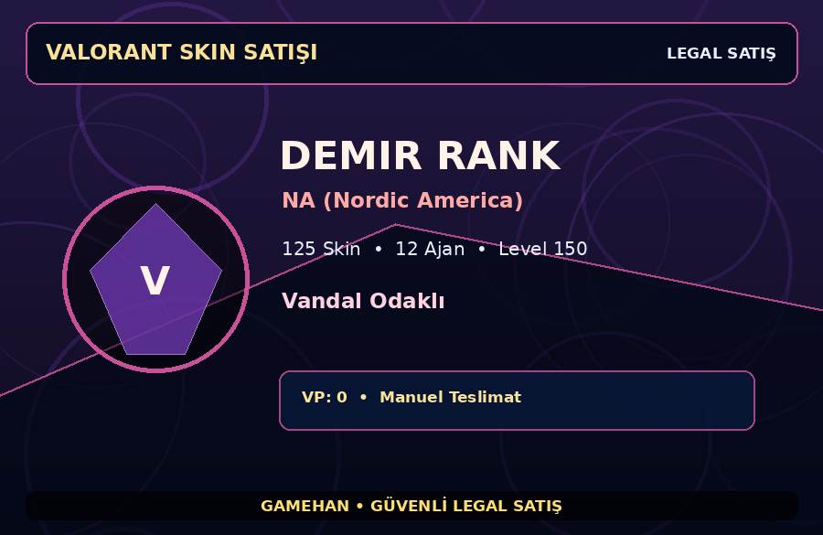 125 Skinli Valorant Hesabı | Demir | NA (Nordic America) | 12 Ajan