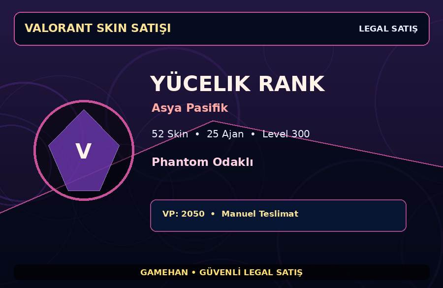 52 Skin Koleksiyonlu Valorant Hesabı | Yücelik | 25 Ajan