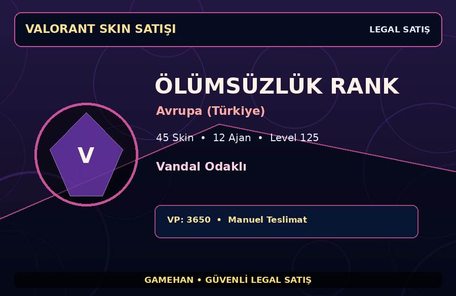 Avrupa (Türkiye) Skinli Valorant Hesabı | 45 Skin | Level 125 | 12 Ajan