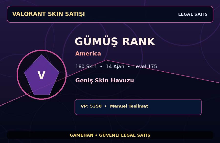 180 Skin Koleksiyonlu Valorant Hesabı | Gümüş | 14 Ajan