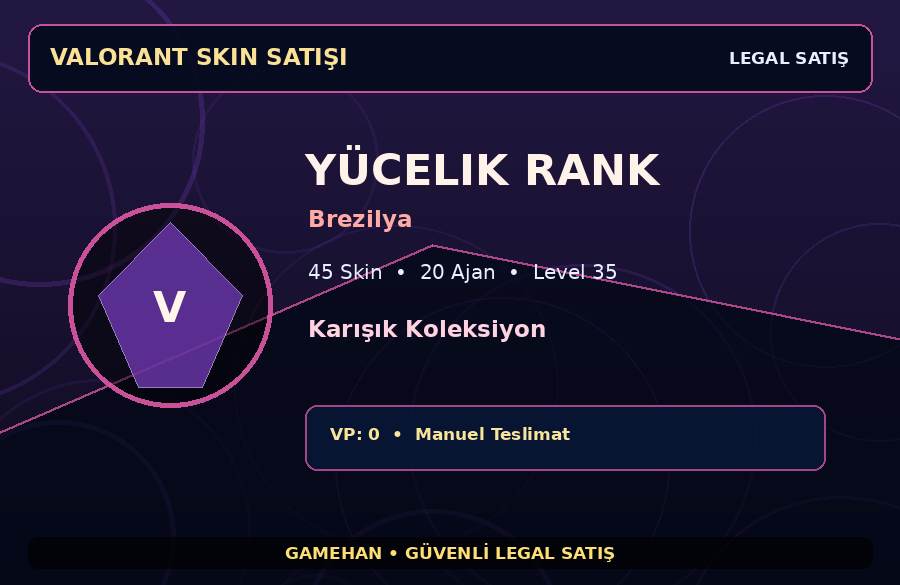 Brezilya Skinli Valorant Hesabı | 45 Skin | Level 35 | 20 Ajan