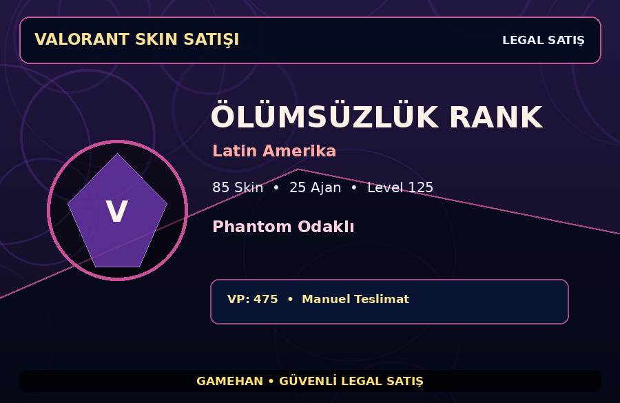 Latin Amerika Skinli Valorant Hesabı | 85 Skin | Level 125 | 25 Ajan