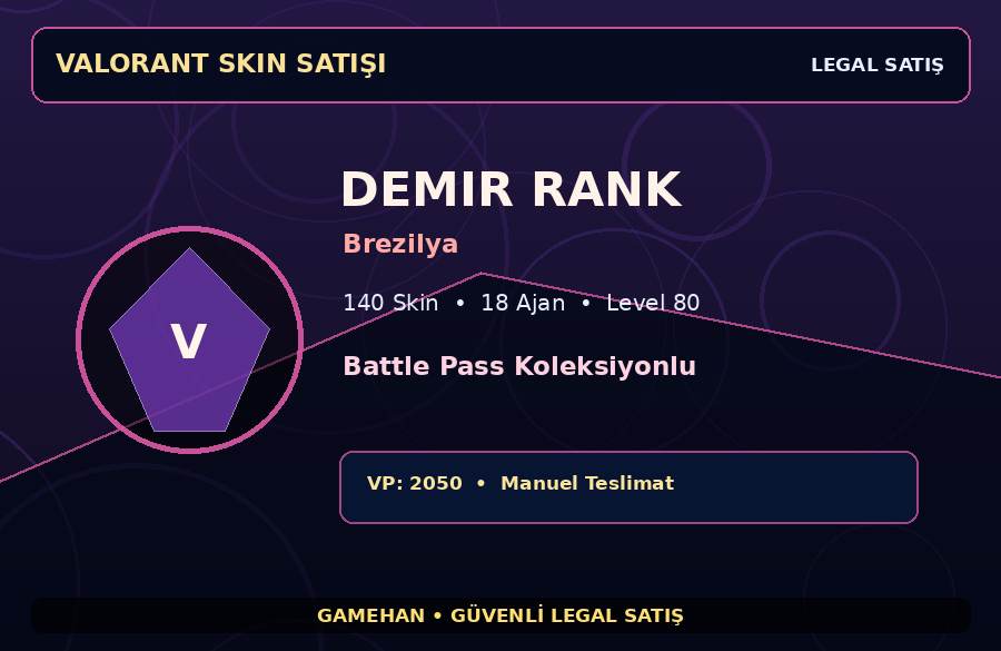 Battle Pass Koleksiyonlu Valorant Hesabı | 140 Skin | Demir | 18 Ajan