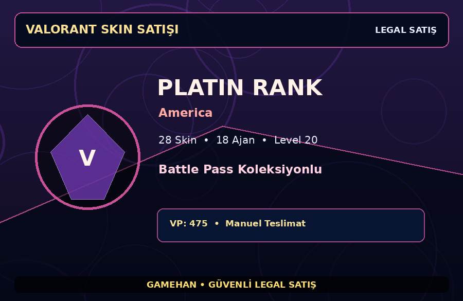 Valorant Skin Hesabı | Battle Pass Koleksiyonlu | America | 18 Ajan