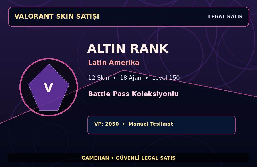 12 Skinli Valorant Hesabı | Altın | Latin Amerika | 18 Ajan