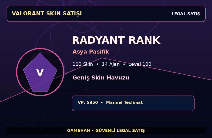 Valorant Skin Hesabı | Geniş Skin Havuzu | Asya Pasifik | 14 Ajan