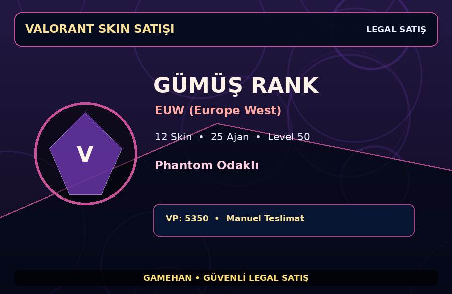 12 Skinli Valorant Hesabı | Gümüş | EUW (Europe West) | 25 Ajan