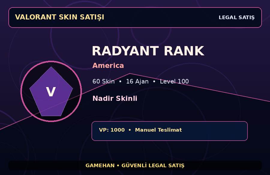 Valorant Skin Hesabı | Nadir Skinli | America | 16 Ajan
