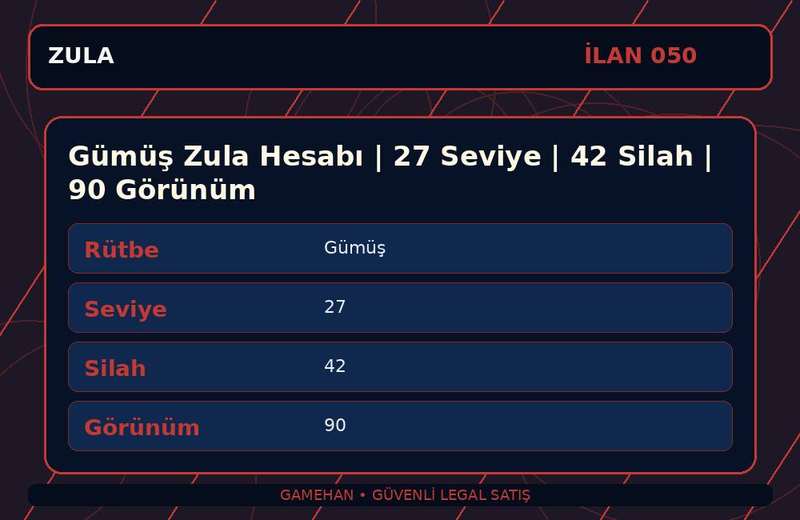 Gümüş Zula Hesabı | 27 Seviye | 42 Silah | 90 Görünüm