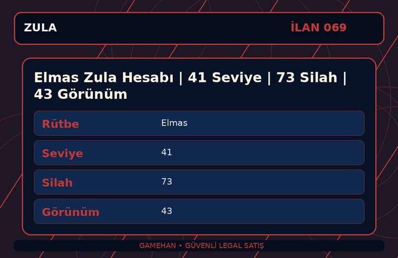 Elmas Zula Hesabı | 41 Seviye | 73 Silah | 43 Görünüm