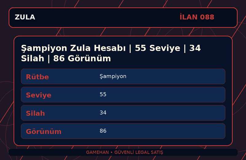 Şampiyon Zula Hesabı | 55 Seviye | 34 Silah | 86 Görünüm