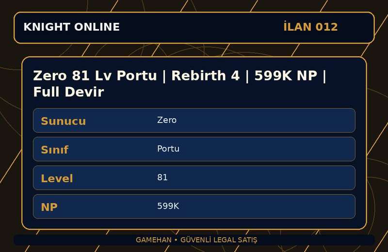 Zero 81 Lv Portu | Rebirth 4 | 599K NP | Full Devir