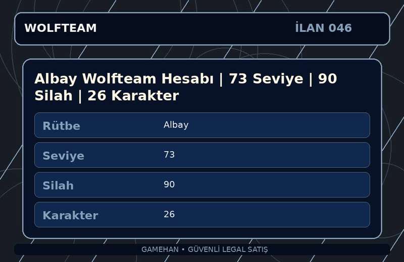 Albay Wolfteam Hesabı | 73 Seviye | 90 Silah | 26 Karakter