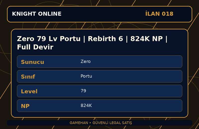 Zero 79 Lv Portu | Rebirth 6 | 824K NP | Full Devir