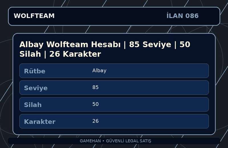 Albay Wolfteam Hesabı | 85 Seviye | 50 Silah | 26 Karakter