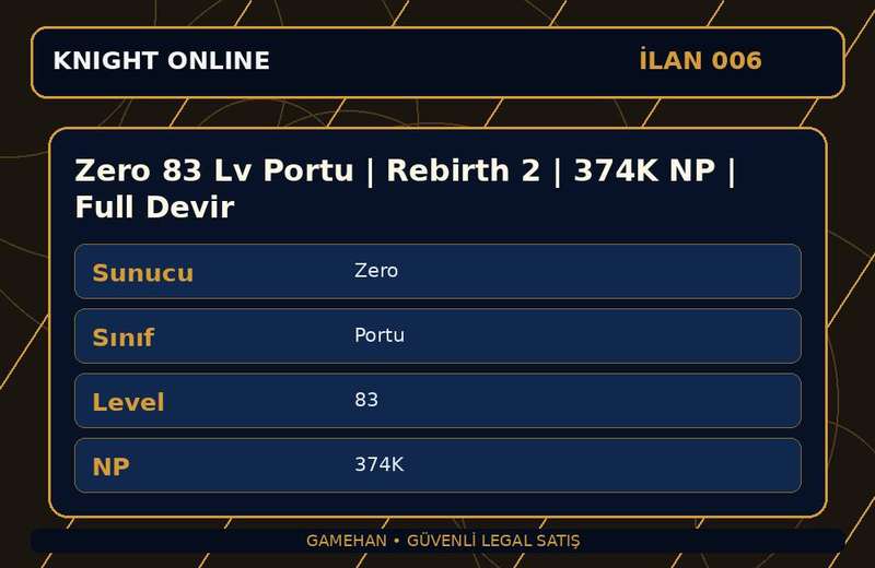 Zero 83 Lv Portu | Rebirth 2 | 374K NP | Full Devir