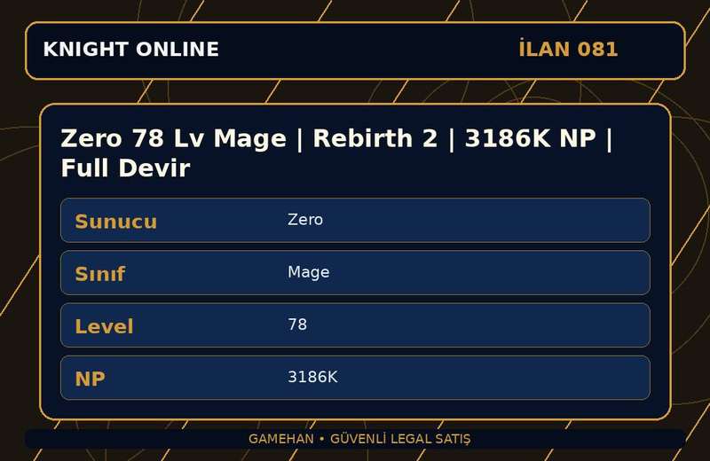 Zero 78 Lv Mage | Rebirth 2 | 3186K NP | Full Devir