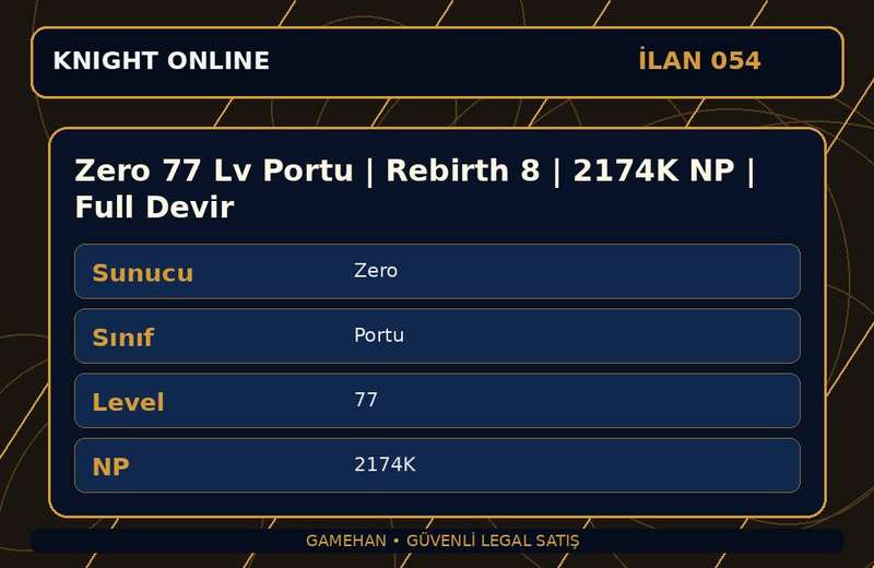 Zero 77 Lv Portu | Rebirth 8 | 2174K NP | Full Devir