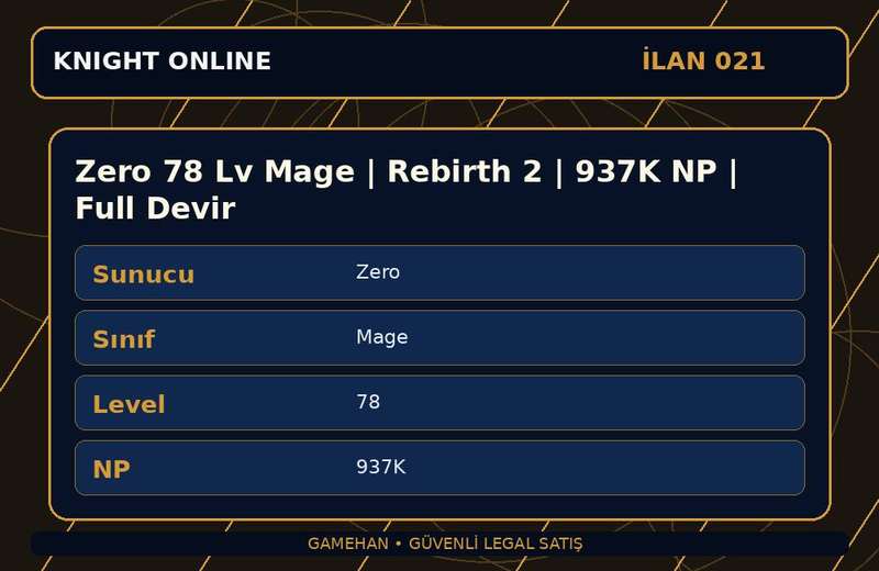 Zero 78 Lv Mage | Rebirth 2 | 937K NP | Full Devir