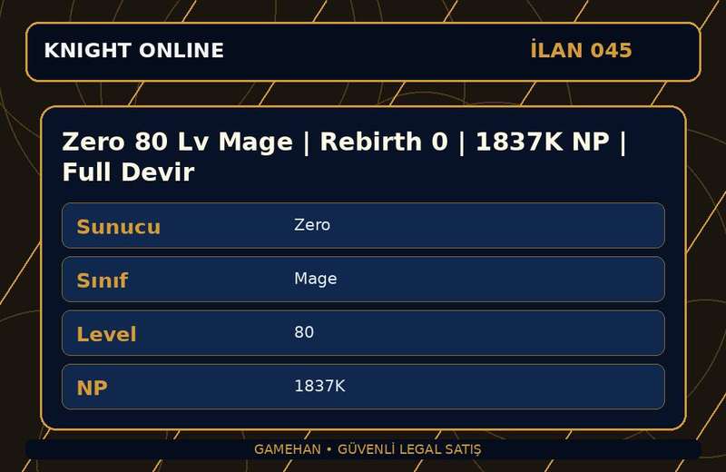 Zero 80 Lv Mage | Rebirth 0 | 1837K NP | Full Devir