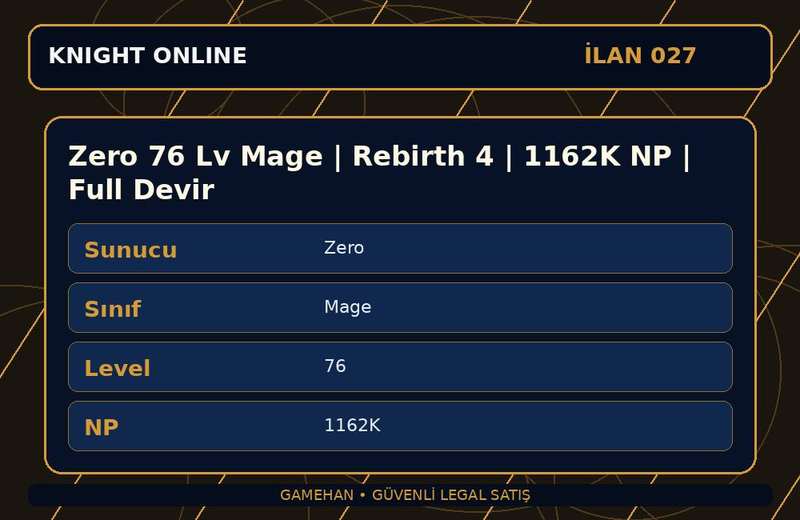 Zero 76 Lv Mage | Rebirth 4 | 1162K NP | Full Devir