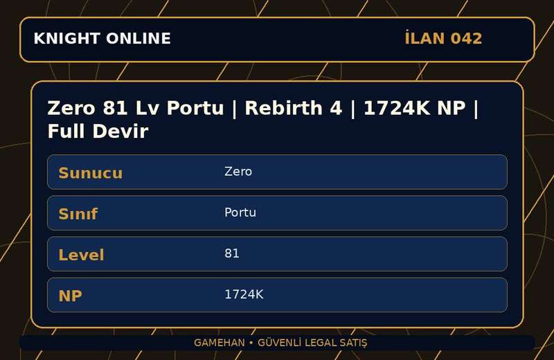 Zero 81 Lv Portu | Rebirth 4 | 1724K NP | Full Devir