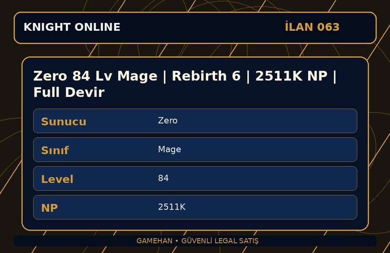 Zero 84 Lv Mage | Rebirth 6 | 2511K NP | Full Devir
