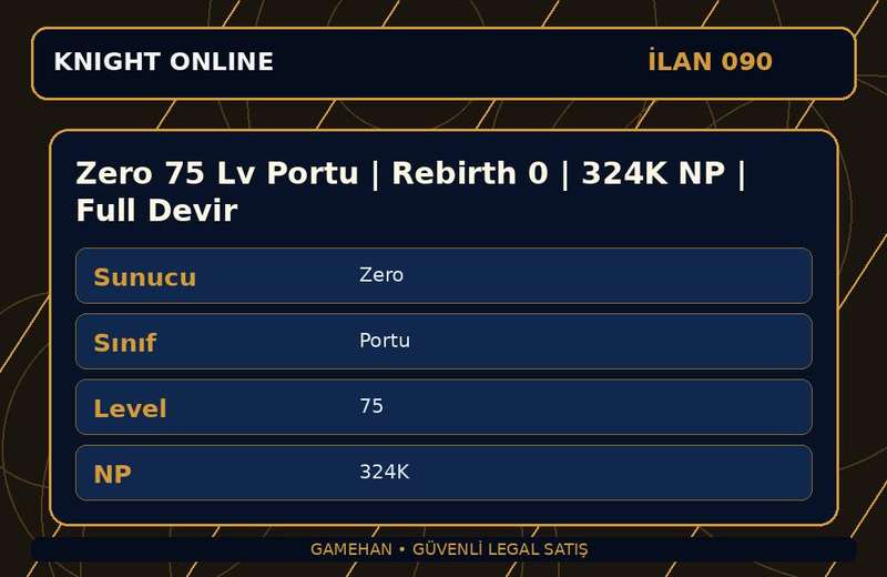 Zero 75 Lv Portu | Rebirth 0 | 324K NP | Full Devir