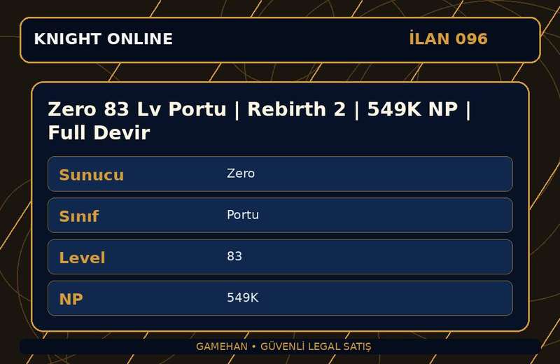 Zero 83 Lv Portu | Rebirth 2 | 549K NP | Full Devir