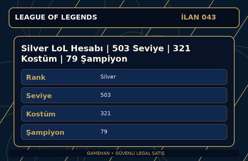 Silver LoL Hesabı | 503 Seviye | 321 Kostüm | 79 Şampiyon