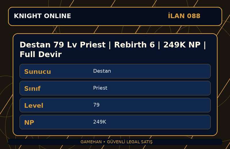 Destan 79 Lv Priest | Rebirth 6 | 249K NP | Full Devir