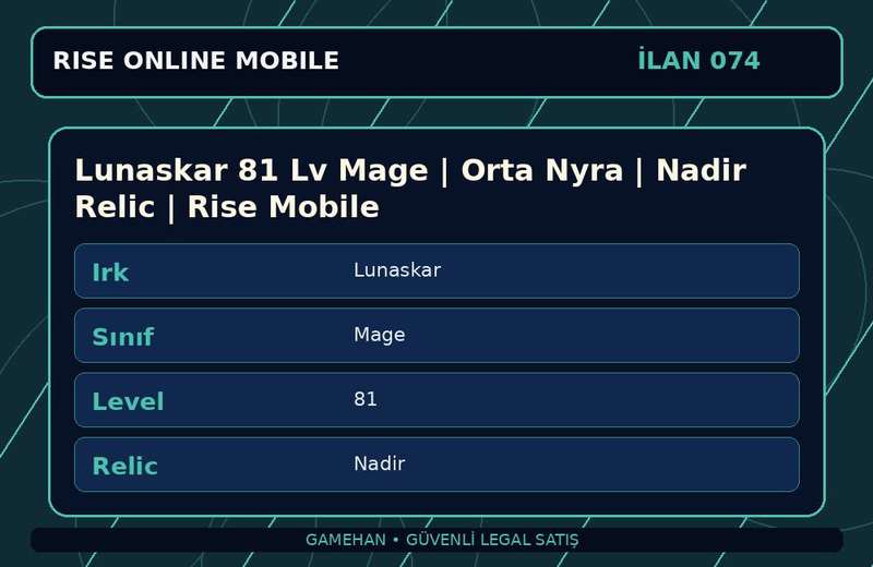 Lunaskar 81 Lv Mage | Orta Nyra | Nadir Relic | Rise Mobile