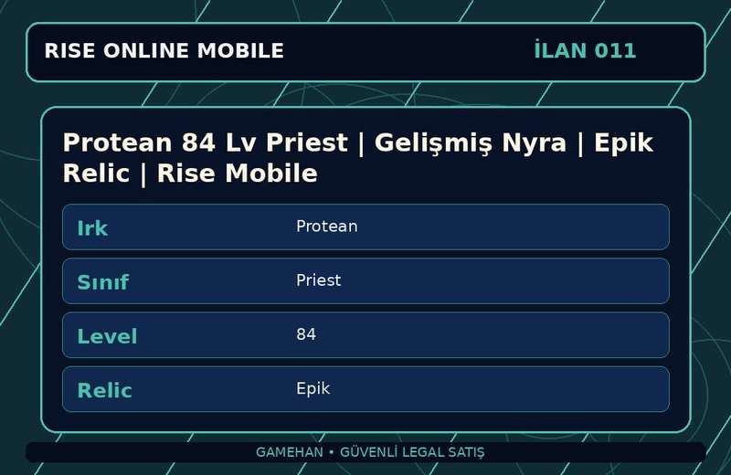 Protean 84 Lv Priest | Gelişmiş Nyra | Epik Relic | Rise Mobile